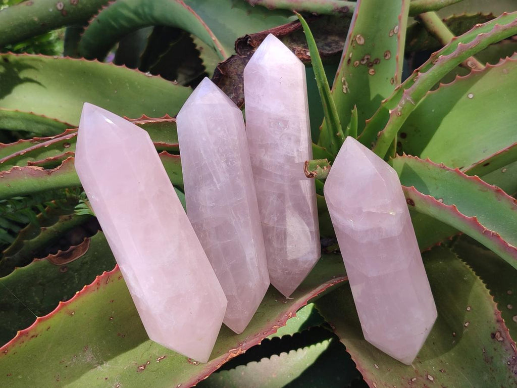 Polished Double Terminated Gemmy Rose Quartz Crystals x 12 From Madagascar - Toprock Gemstones and Minerals 
