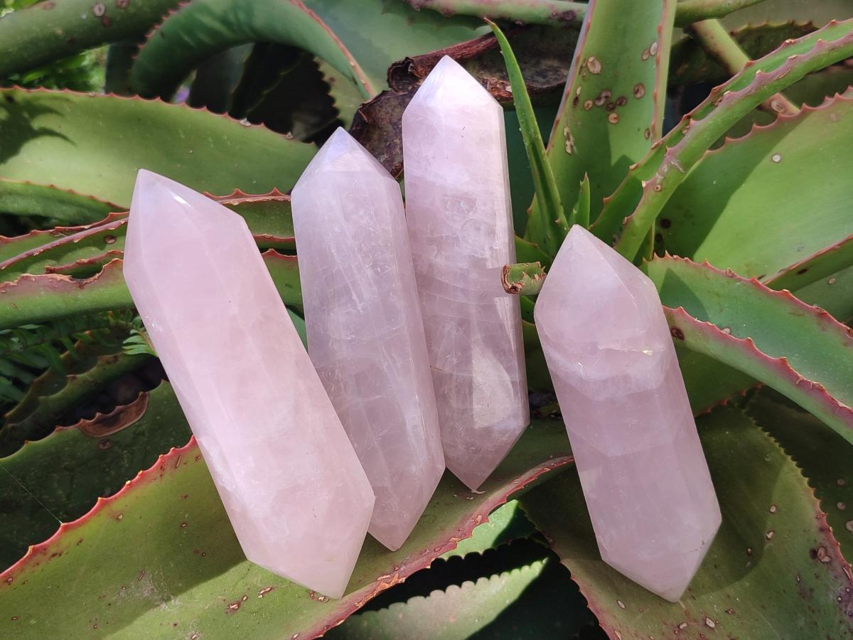 Polished Double Terminated Gemmy Rose Quartz Crystals x 12 From Madagascar - Toprock Gemstones and Minerals 