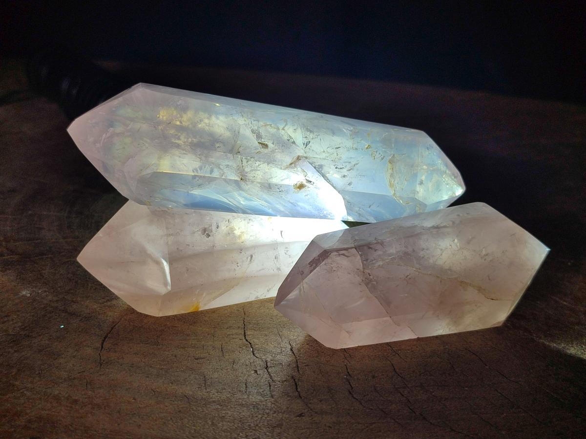 Polished Double Terminated Gemmy Rose Quartz Crystals x 12 From Madagascar - Toprock Gemstones and Minerals 