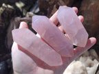 Polished Double Terminated Gemmy Rose Quartz Crystals x 12 From Madagascar - Toprock Gemstones and Minerals 