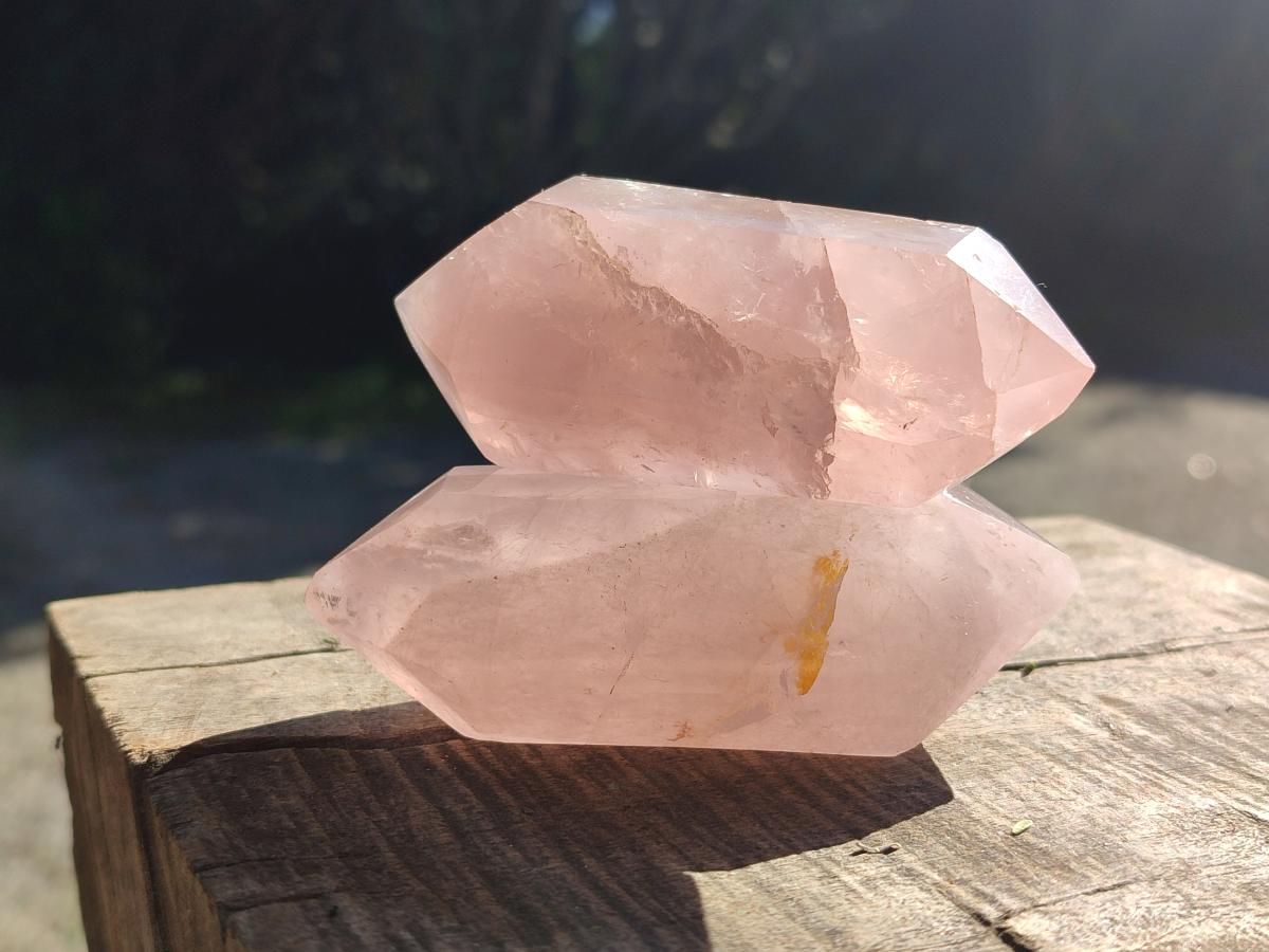 Polished Double Terminated Gemmy Rose Quartz Crystals x 12 From Madagascar - Toprock Gemstones and Minerals 