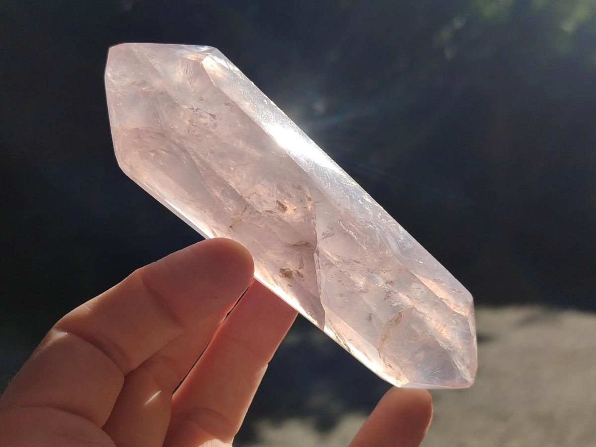 Polished Double Terminated Gemmy Rose Quartz Crystals x 12 From Madagascar - Toprock Gemstones and Minerals 