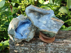 Natural Blue Lace Agate Geode Specimens x 4 From Nsanje, Malawi - Toprock Gemstones and Minerals 
