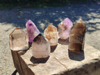 Polished Smokey Quartz and Amethyst Window Crystals x 6 From Akansobe, Madagascar - Toprock Gemstones and Minerals 