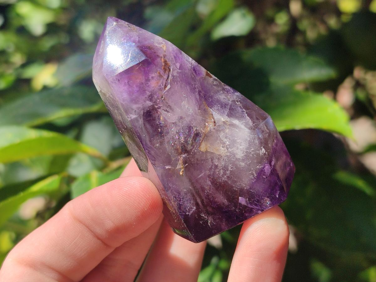 Polished Smokey Quartz and Amethyst Window Crystals x 6 From Akansobe, Madagascar - Toprock Gemstones and Minerals 