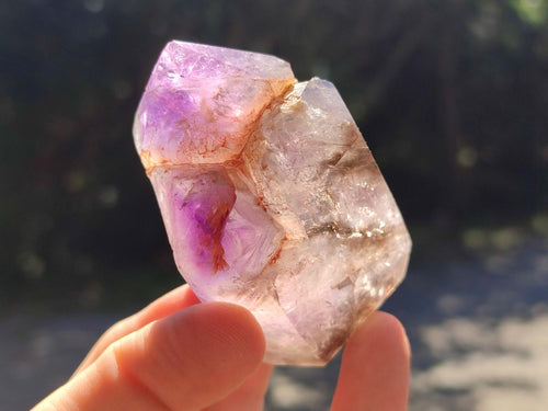 Polished Smokey Quartz and Amethyst Window Crystals x 6 From Akansobe, Madagascar - Toprock Gemstones and Minerals 