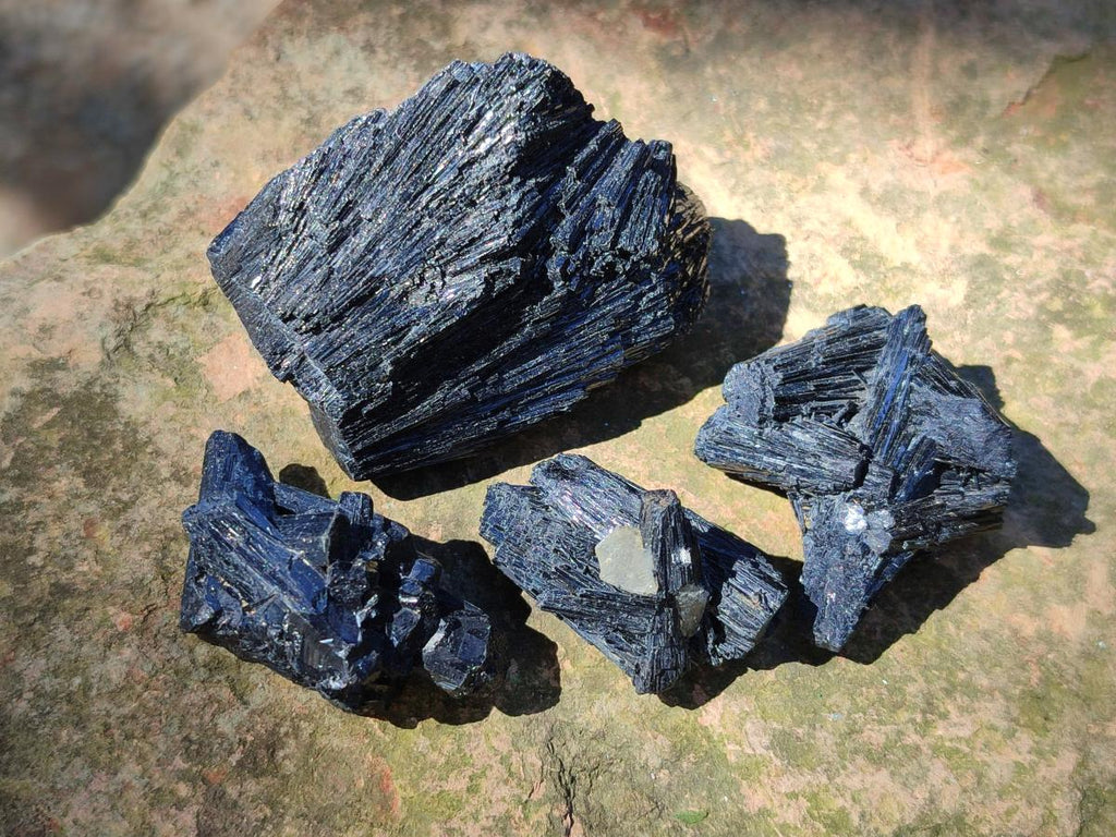 Natural Schorl Black Tourmaline Specimens x 32 From Erongo, Namibia - Toprock Gemstones and Minerals 