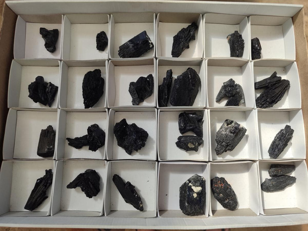 Natural Schorl Black Tourmaline Specimens x 32 From Erongo, Namibia - Toprock Gemstones and Minerals 