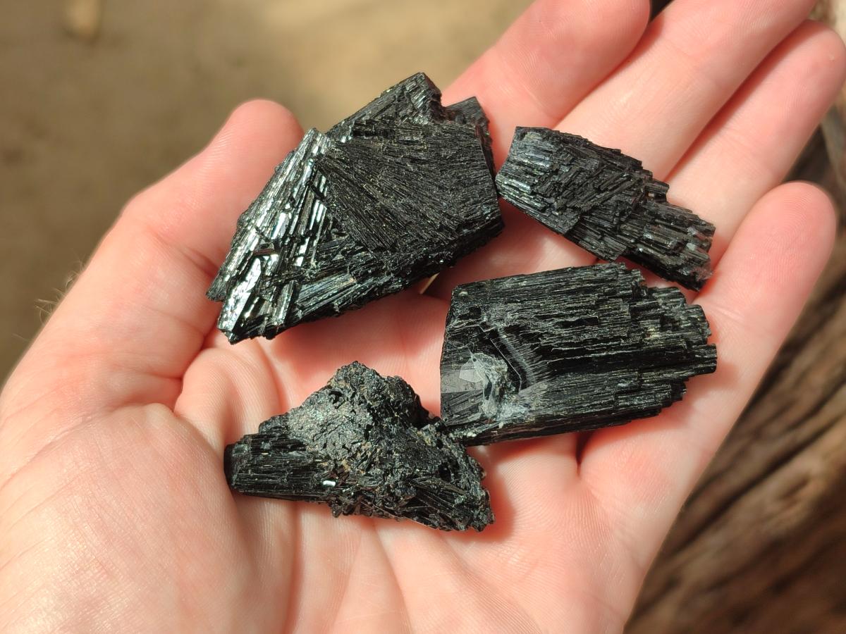 Natural Schorl Black Tourmaline Specimens x 32 From Erongo, Namibia - Toprock Gemstones and Minerals 