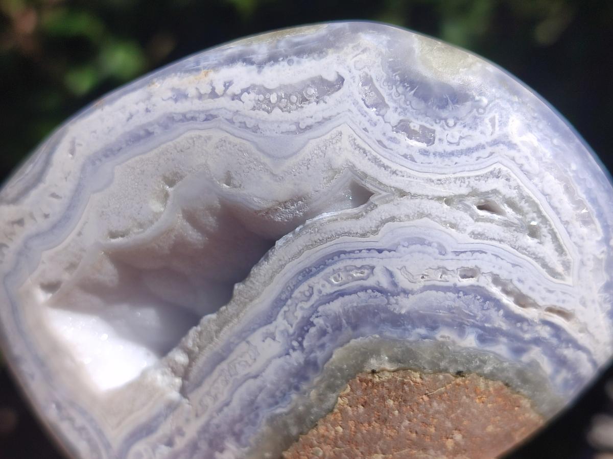 Polished Blue Lace Agate Free Forms and Standing Display Piece x 3 From Nsanje, Malawi - Toprock Gemstones and Minerals 