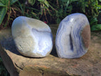 Polished Blue Lace Agate Free Forms and Standing Display Piece x 3 From Nsanje, Malawi - Toprock Gemstones and Minerals 