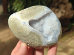 Polished Blue Lace Agate Free Forms and Standing Display Piece x 3 From Nsanje, Malawi - Toprock Gemstones and Minerals 