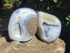 Polished Blue Lace Agate Free Forms and Standing Display Piece x 3 From Nsanje, Malawi - Toprock Gemstones and Minerals 