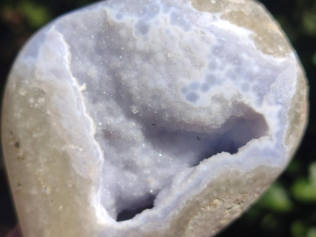 Polished Blue Lace Agate Free Forms and Standing Display Piece x 3 From Nsanje, Malawi - Toprock Gemstones and Minerals 