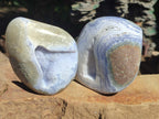 Polished Blue Lace Agate Free Forms and Standing Display Piece x 3 From Nsanje, Malawi - Toprock Gemstones and Minerals 