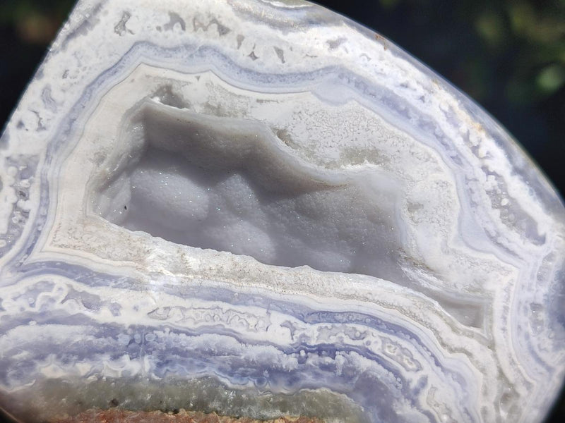 Polished Blue Lace Agate Free Forms and Standing Display Piece x 3 From Nsanje, Malawi - Toprock Gemstones and Minerals 