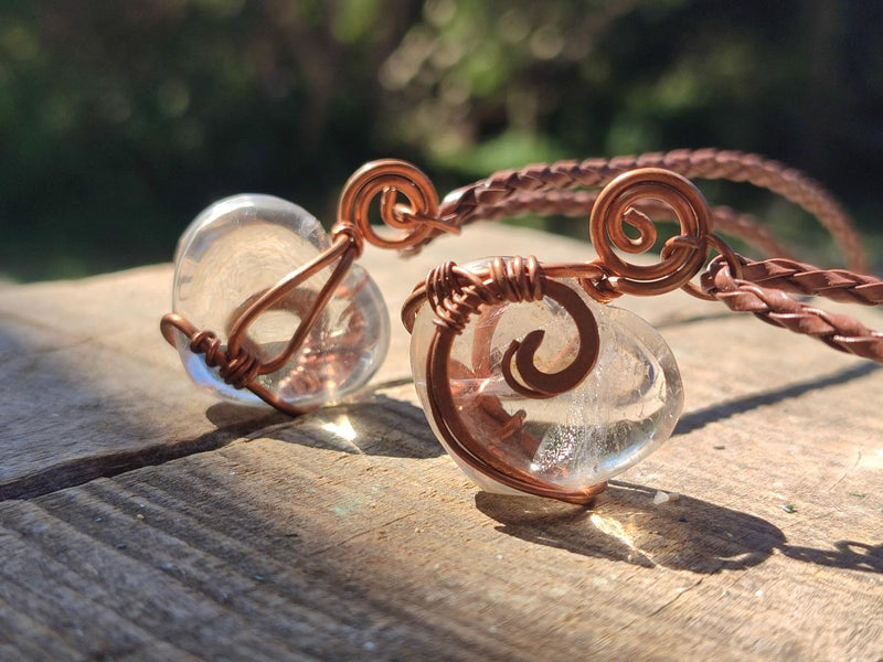 Hand Made Mixed Stone Copper Wire Wrapped Pendants x 6 From South Africa - Toprock Gemstones and Minerals 