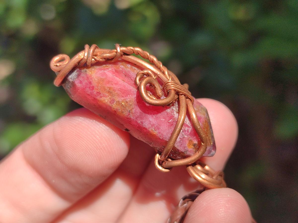 Hand Made Mixed Stone Copper Wire Wrapped Pendants x 6 From South Africa - Toprock Gemstones and Minerals 