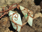 Hand Made Mixed Stone Copper Wire Wrapped Pendants x 6 From South Africa - Toprock Gemstones and Minerals 
