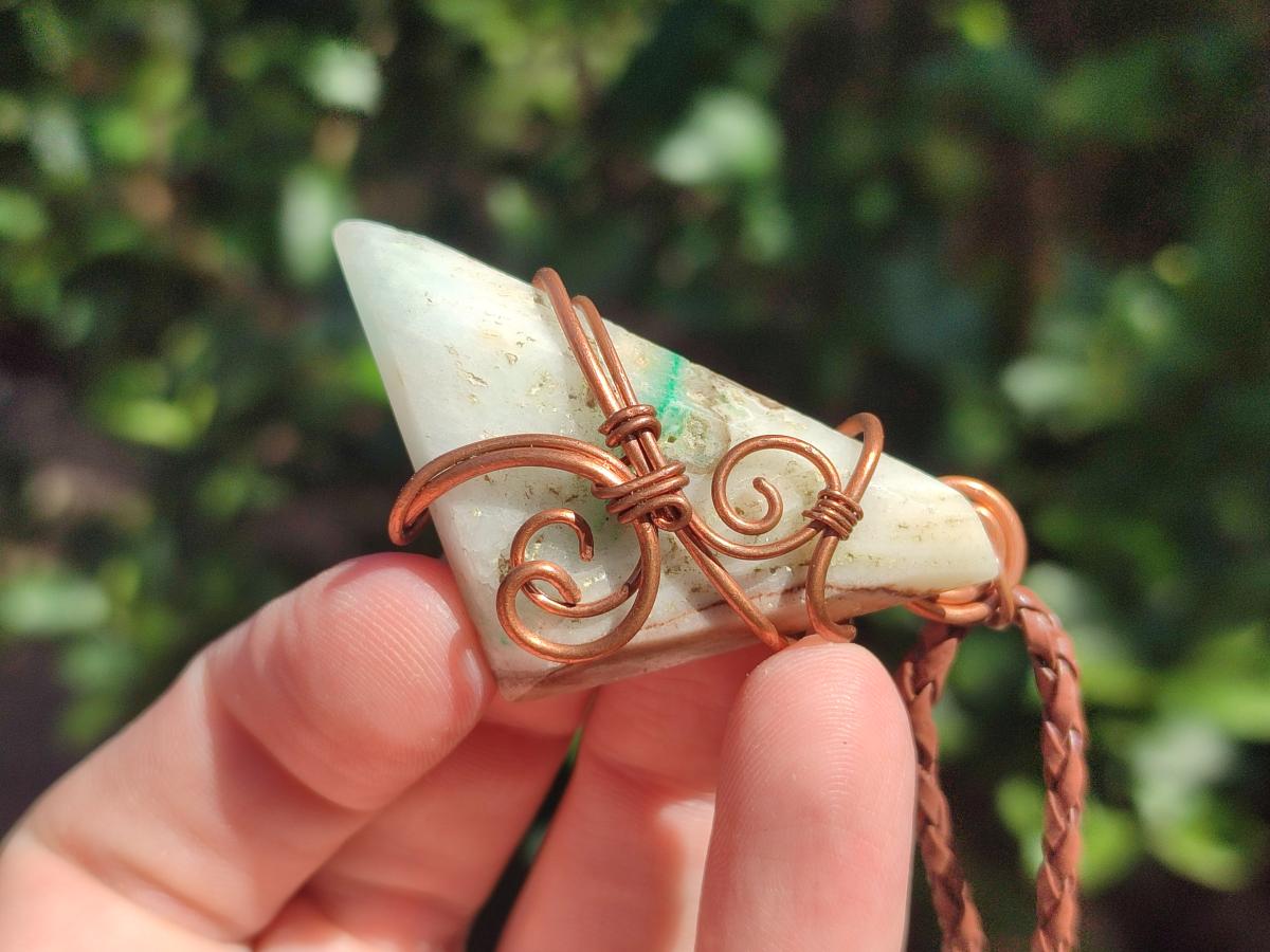 Hand Made Mixed Stone Copper Wire Wrapped Pendants x 6 From South Africa - Toprock Gemstones and Minerals 