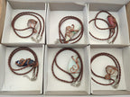 Hand Made Mixed Stone Copper Wire Wrapped Pendants x 6 From South Africa - Toprock Gemstones and Minerals 