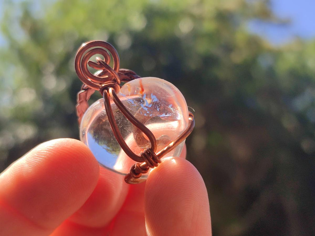 Hand Made Mixed Stone Copper Wire Wrapped Pendants x 6 From South Africa - Toprock Gemstones and Minerals 