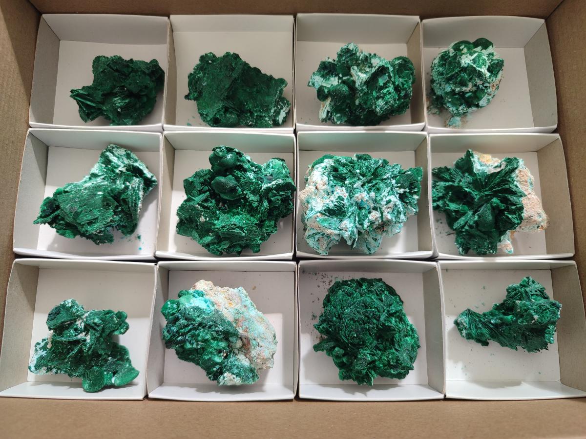 Natural Rare Malachite Pseudomorph Specimens with Inclusions x 12 From Kolwezi, Congo - Toprock Gemstones and Minerals 