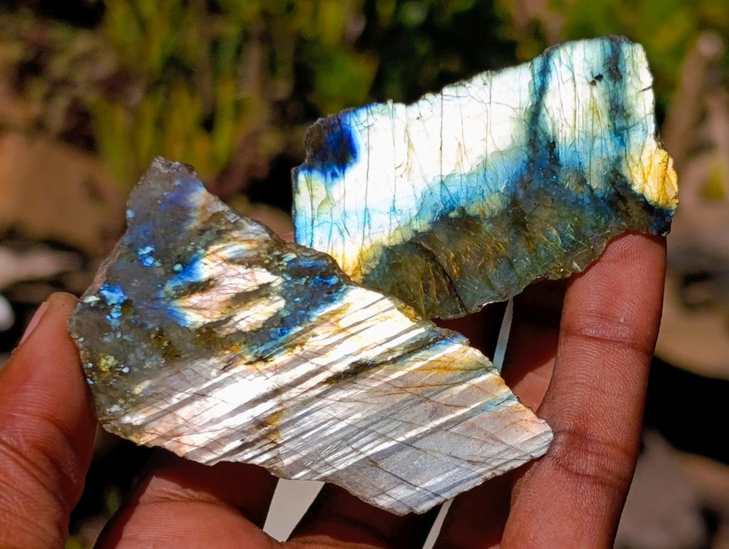 Polished One Side Labradorite Plates x 35 From Madagascar - Toprock Gemstones and Minerals 