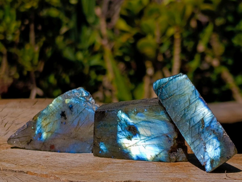 Polished One Side Labradorite Plates x 35 From Madagascar - Toprock Gemstones and Minerals 