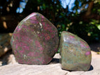 Polished Ruby Corundum in Chrome Verdite Gemstone Standing Display Pieces x 4 From Zimbabwe - Toprock Gemstones and Minerals 
