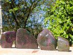 Polished Ruby Corundum in Chrome Verdite Gemstone Standing Display Pieces x 4 From Zimbabwe - Toprock Gemstones and Minerals 