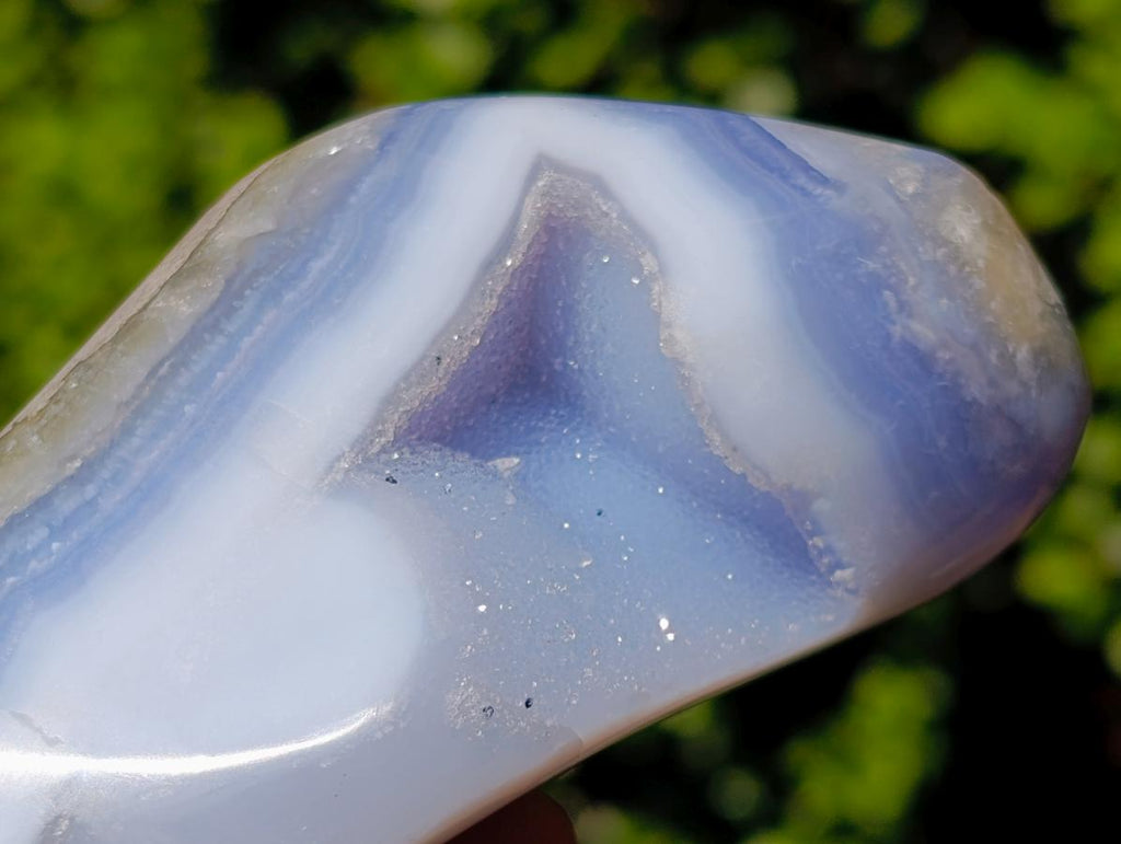 Polished Blue Lace Agate Standing Free Forms x 2 From Nsanje, Malawi - Toprock Gemstones and Minerals 