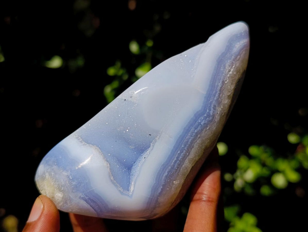 Polished Blue Lace Agate Standing Free Forms x 2 From Nsanje, Malawi - Toprock Gemstones and Minerals 