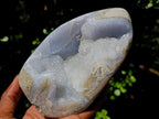 Polished Blue Lace Agate Standing Free Forms x 2 From Nsanje, Malawi - Toprock Gemstones and Minerals 