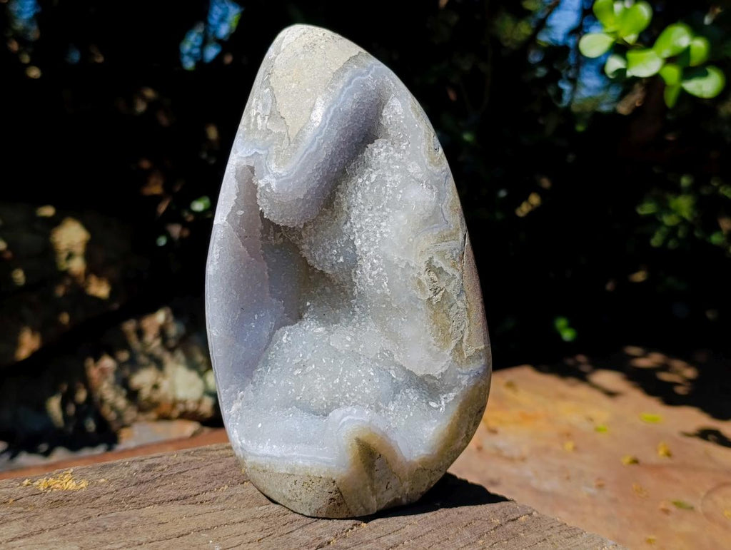 Polished Blue Lace Agate Standing Free Forms x 2 From Nsanje, Malawi - Toprock Gemstones and Minerals 