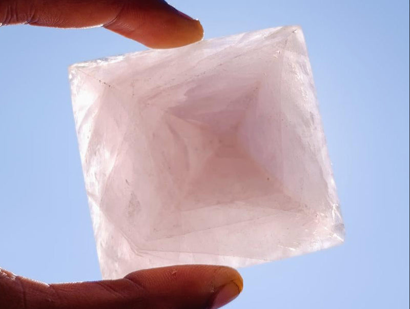 Polished Gemmy Rose Quartz Pyramids x 6 From Madagascar - Toprock Gemstones and Minerals 