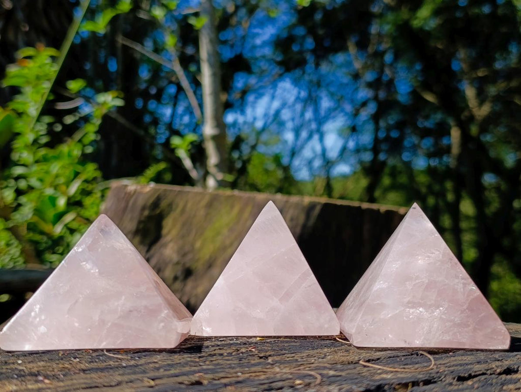 Polished Gemmy Rose Quartz Pyramids x 6 From Madagascar - Toprock Gemstones and Minerals 