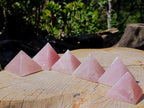 Polished Gemmy Rose Quartz Pyramids x 6 From Madagascar - Toprock Gemstones and Minerals 