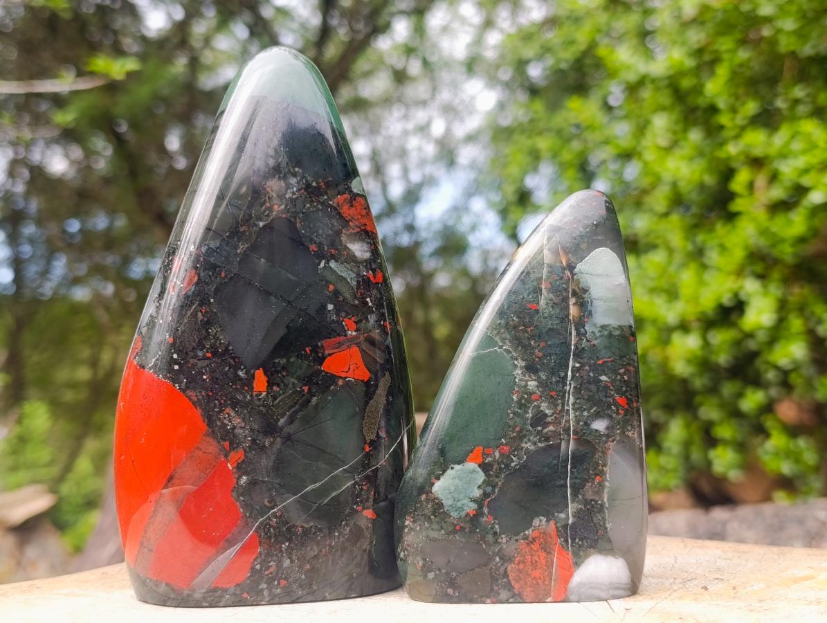 Polished Bloodstone Standing Free Forms x 2 From Swaziland - Toprock Gemstones and Minerals 