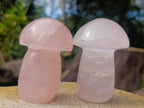 Polished Gemmy Rose Quartz Mushrooms x 6 From Madagascar - Toprock Gemstones and Minerals 