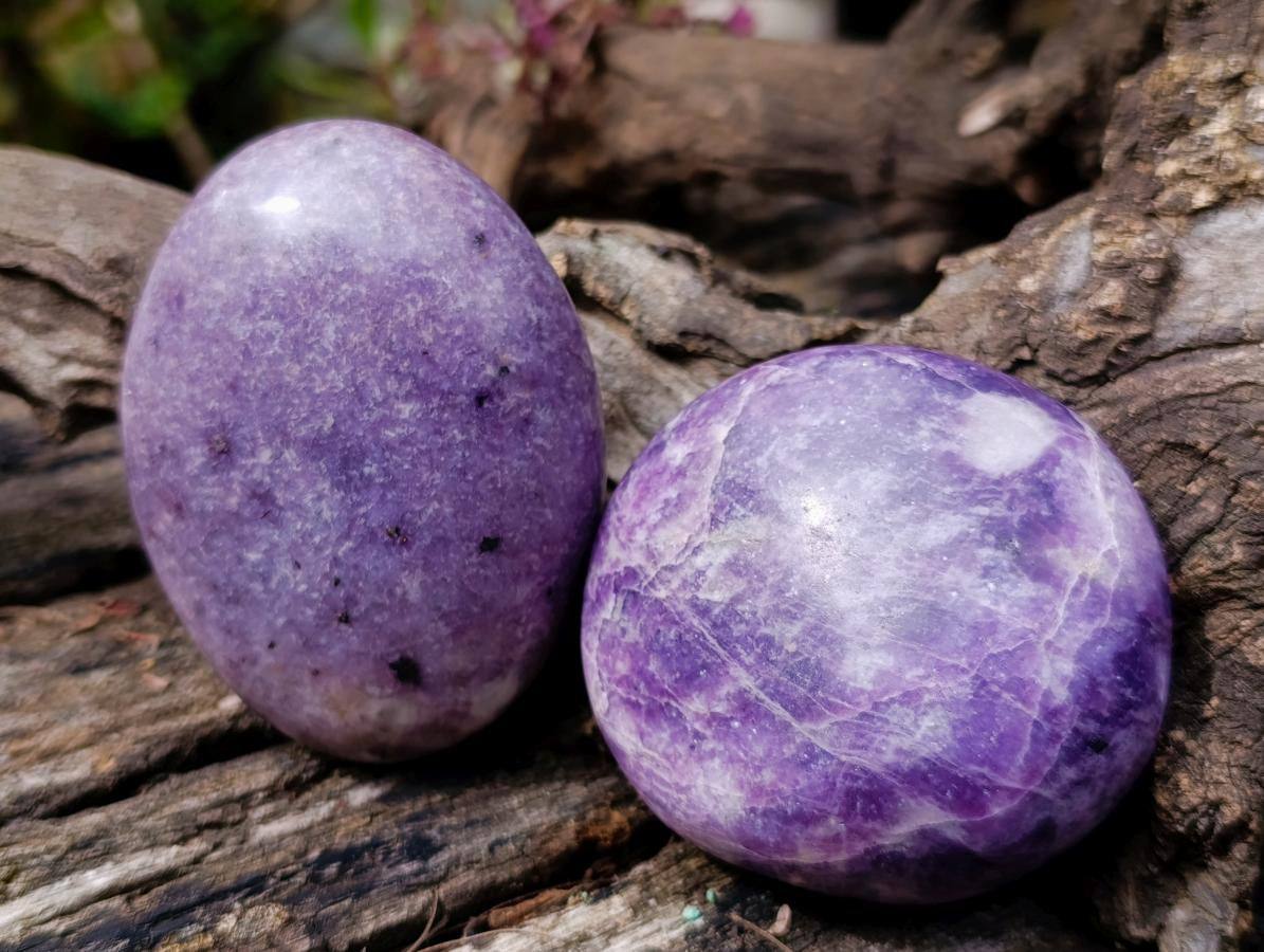 Polished Lepidolite Palm Stones x 12 From Zimbabwe - Toprock Gemstones and Minerals 