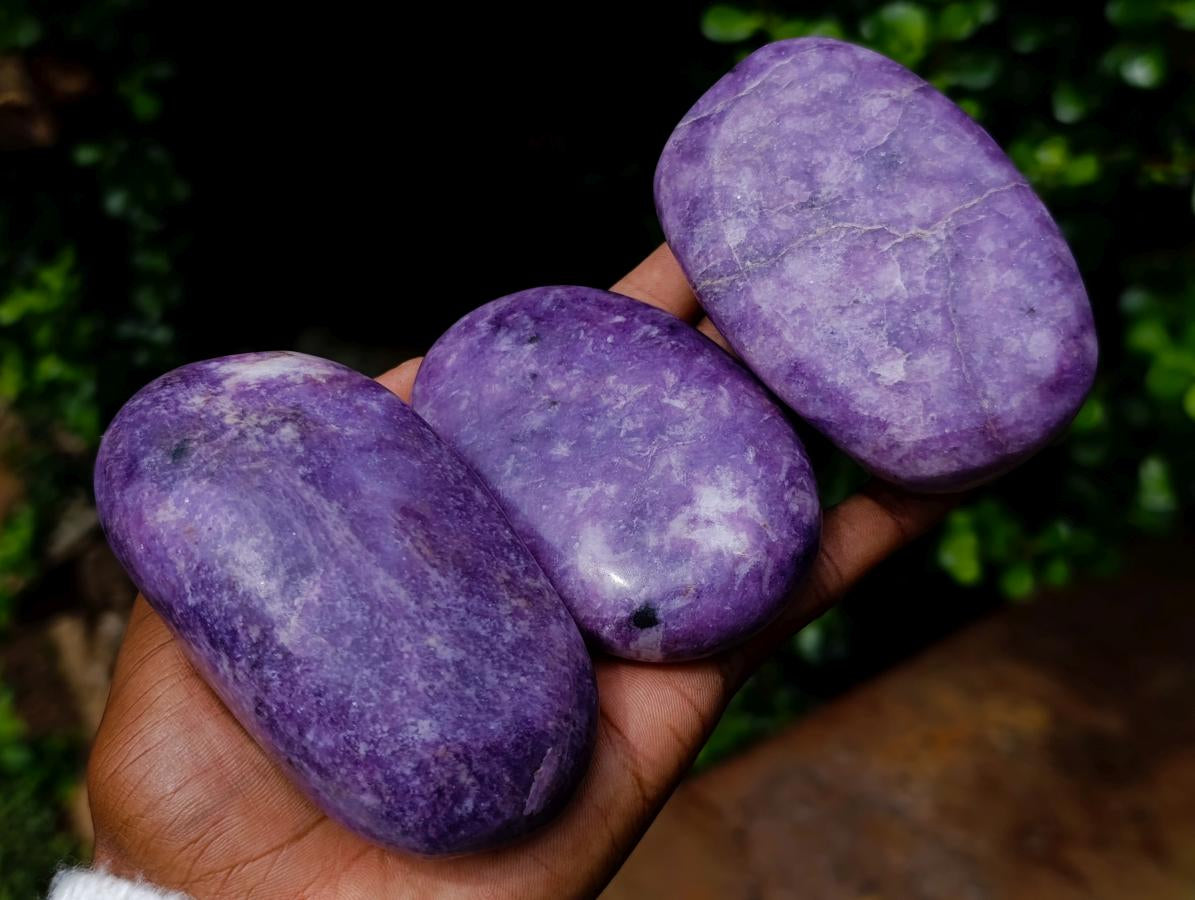 Polished Lepidolite Palm Stones x 12 From Zimbabwe - Toprock Gemstones and Minerals 