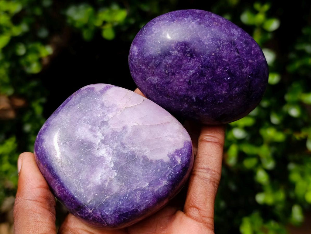 Polished Lepidolite Palm Stones x 12 From Zimbabwe - Toprock Gemstones and Minerals 