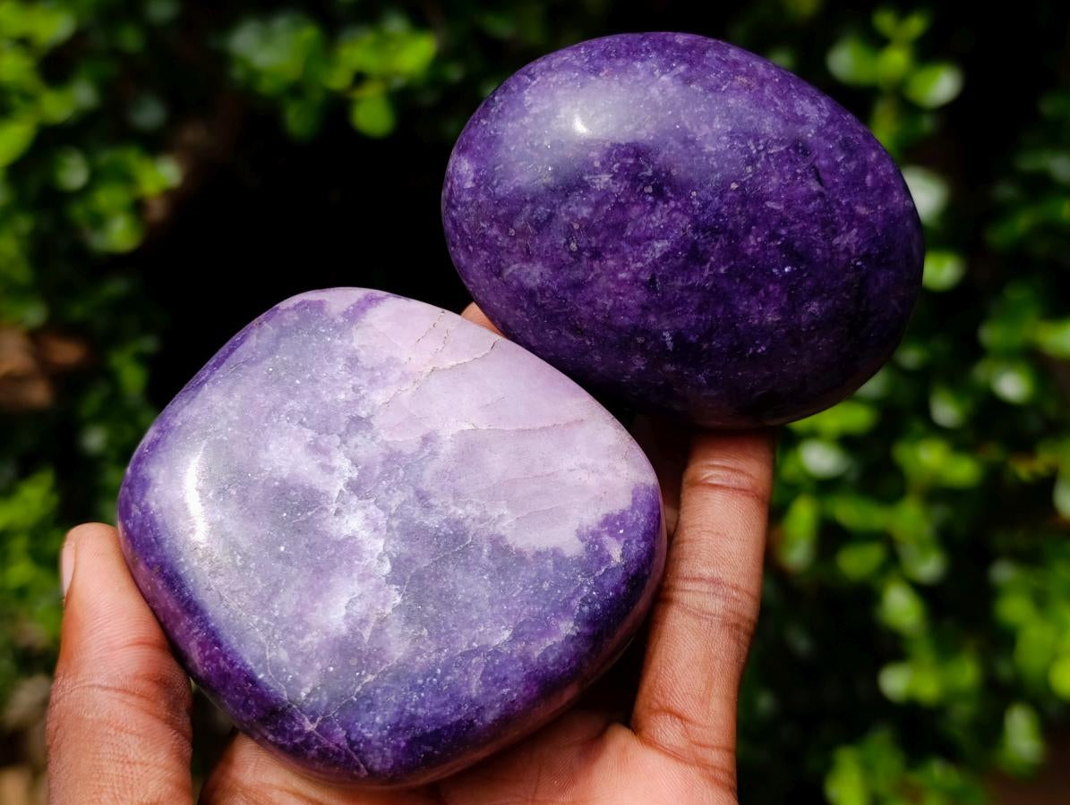 Polished Lepidolite Palm Stones x 12 From Zimbabwe - Toprock Gemstones and Minerals 