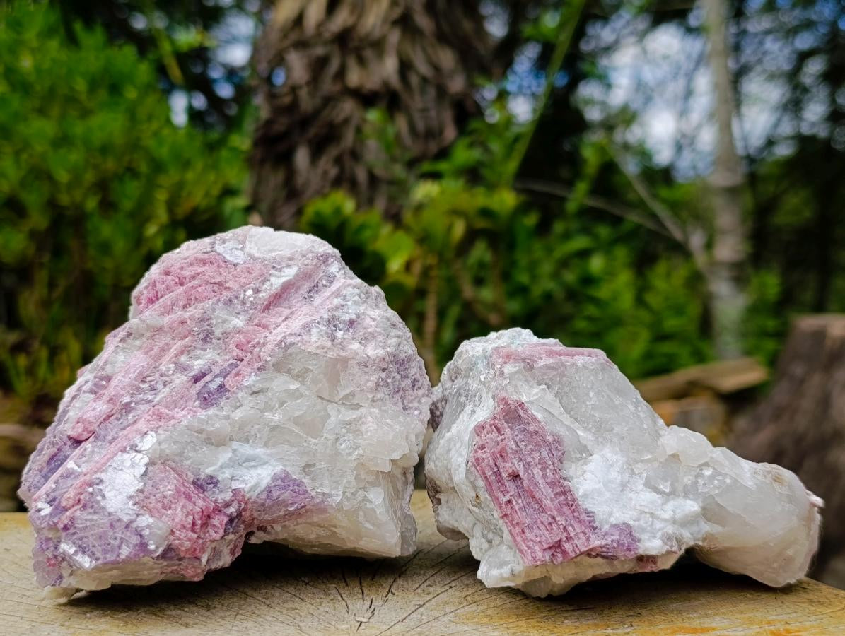 Natural Pink Rubellite Tourmaline Specimens x 2 From Karibib, Namibia - Toprock Gemstones and Minerals 