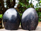 Polished Black Tourmaline Standing Display Pieces x 2 From Madagascar - Toprock Gemstones and Minerals 