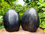 Polished Black Tourmaline Standing Display Pieces x 2 From Madagascar - Toprock Gemstones and Minerals 
