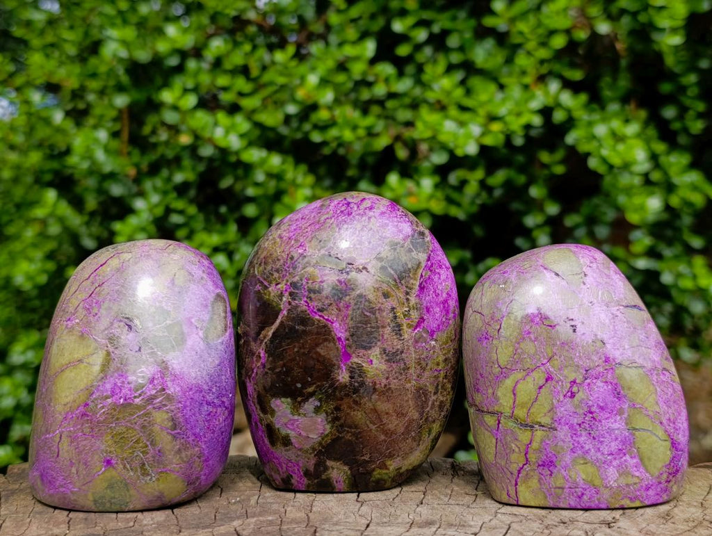 Polished Stichtite Standing Display Pieces x 3 From Barberton, South Africa - Toprock Gemstones and Minerals 