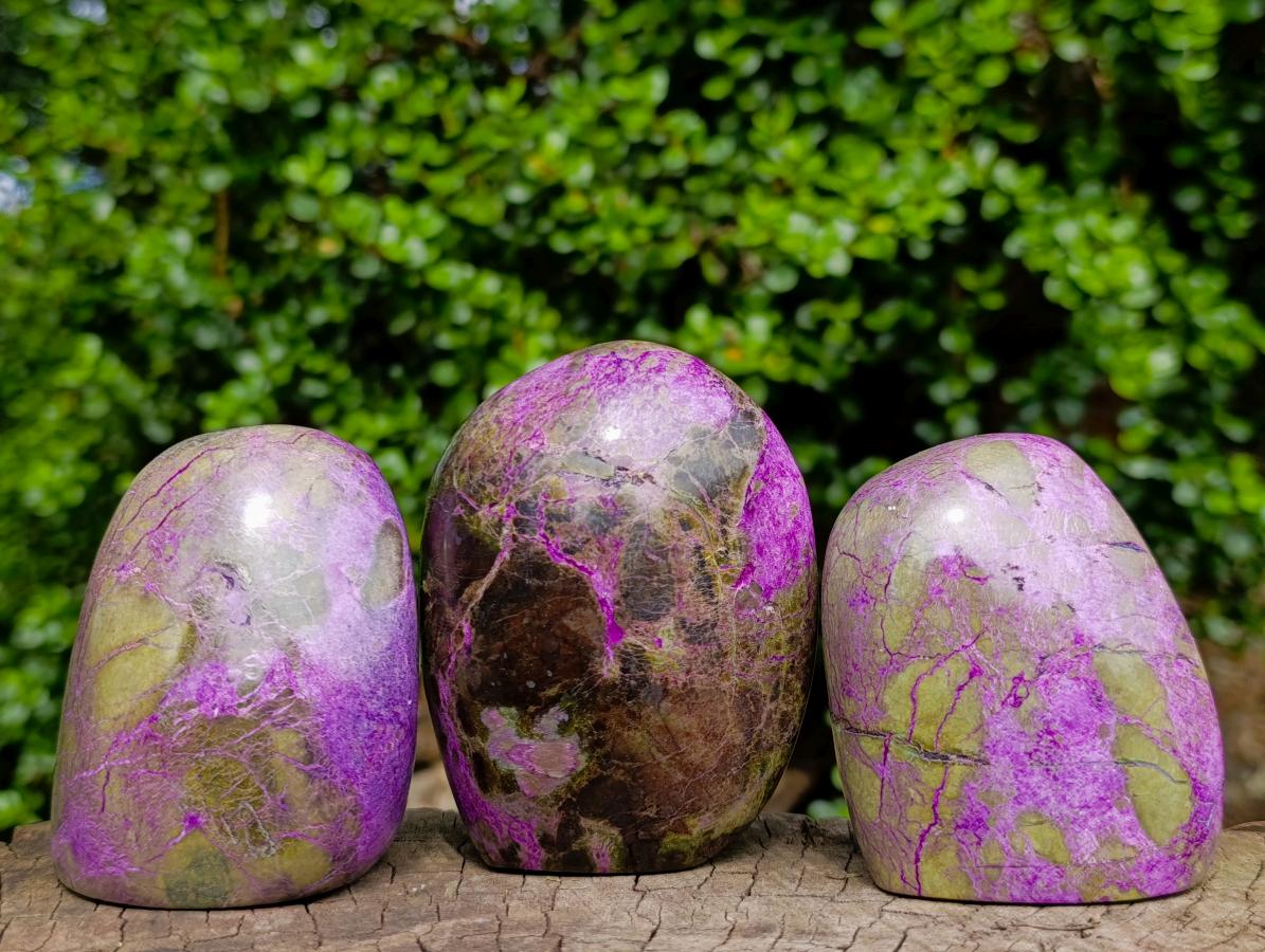 Polished Stichtite Standing Display Pieces x 3 From Barberton, South Africa - Toprock Gemstones and Minerals 