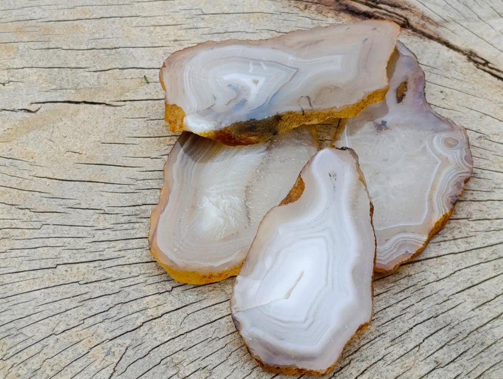 Polished Banded Agate Slices x 24 From Madagascar - Toprock Gemstones and Minerals 